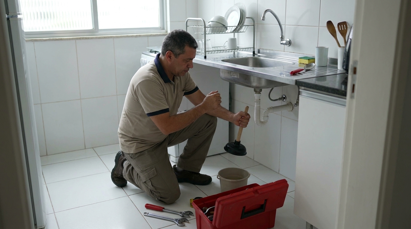 Desentupimento de pia residencial em Chapecó‑SC