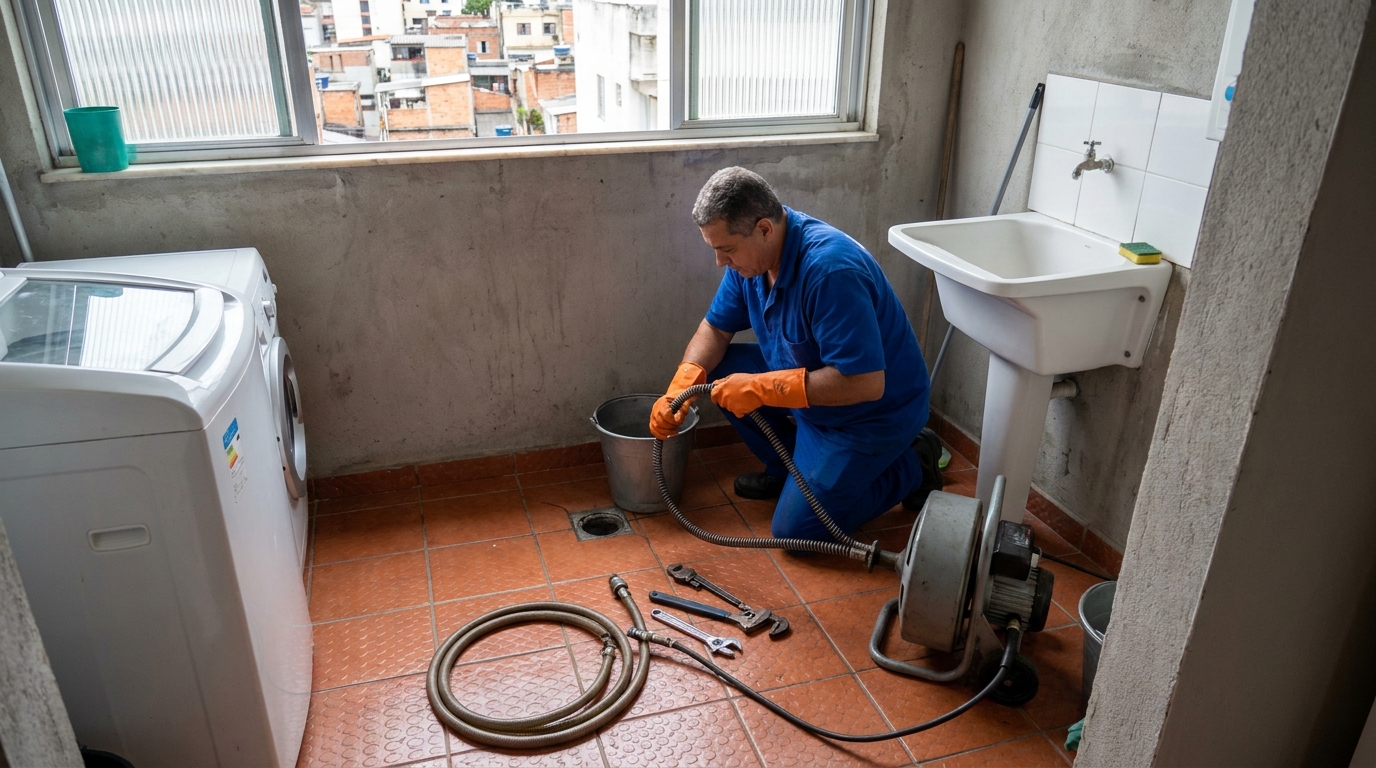 Desentupimento de ralo com equipamento em Chapecó‑SC