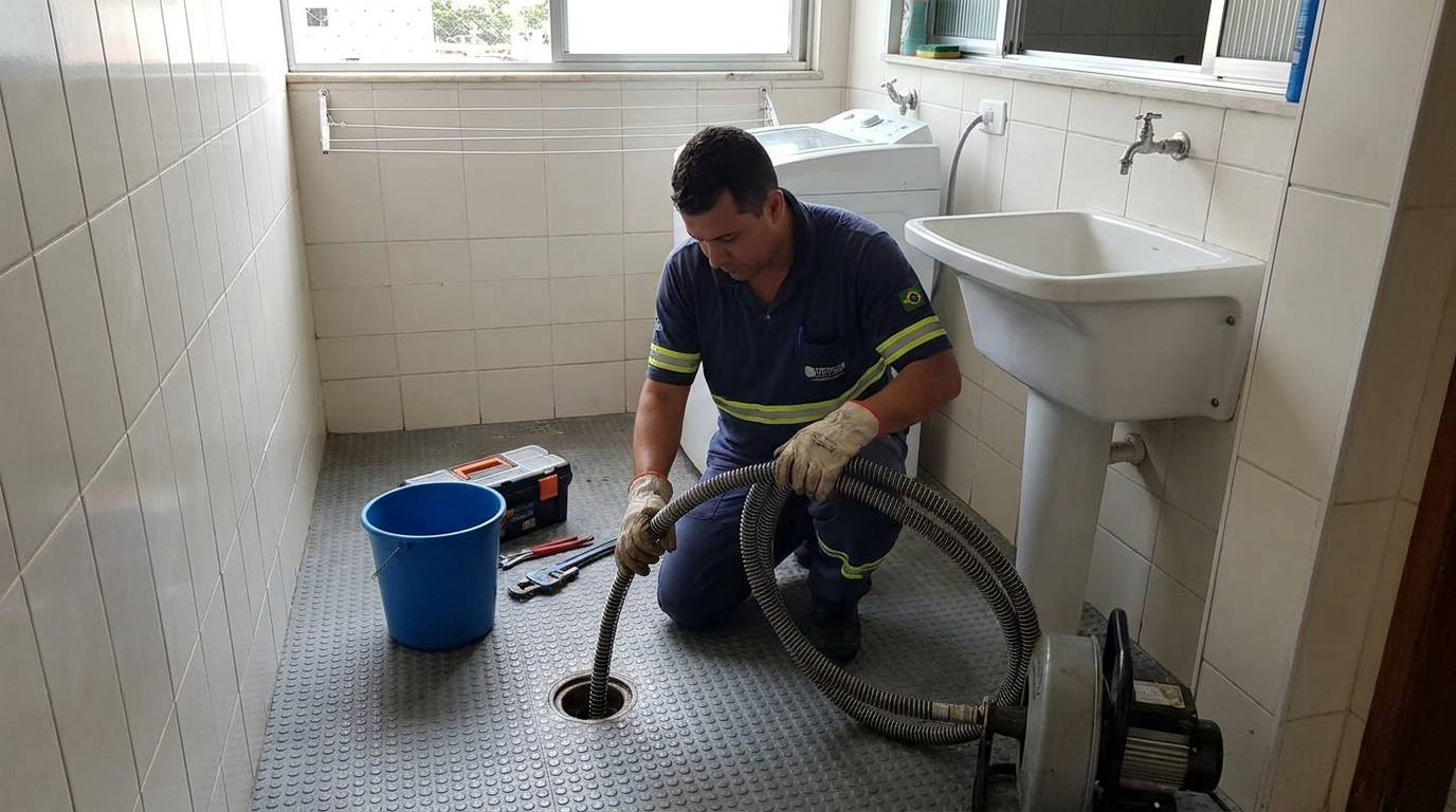Desentupimento de ralo residencial em Chapecó‑SC