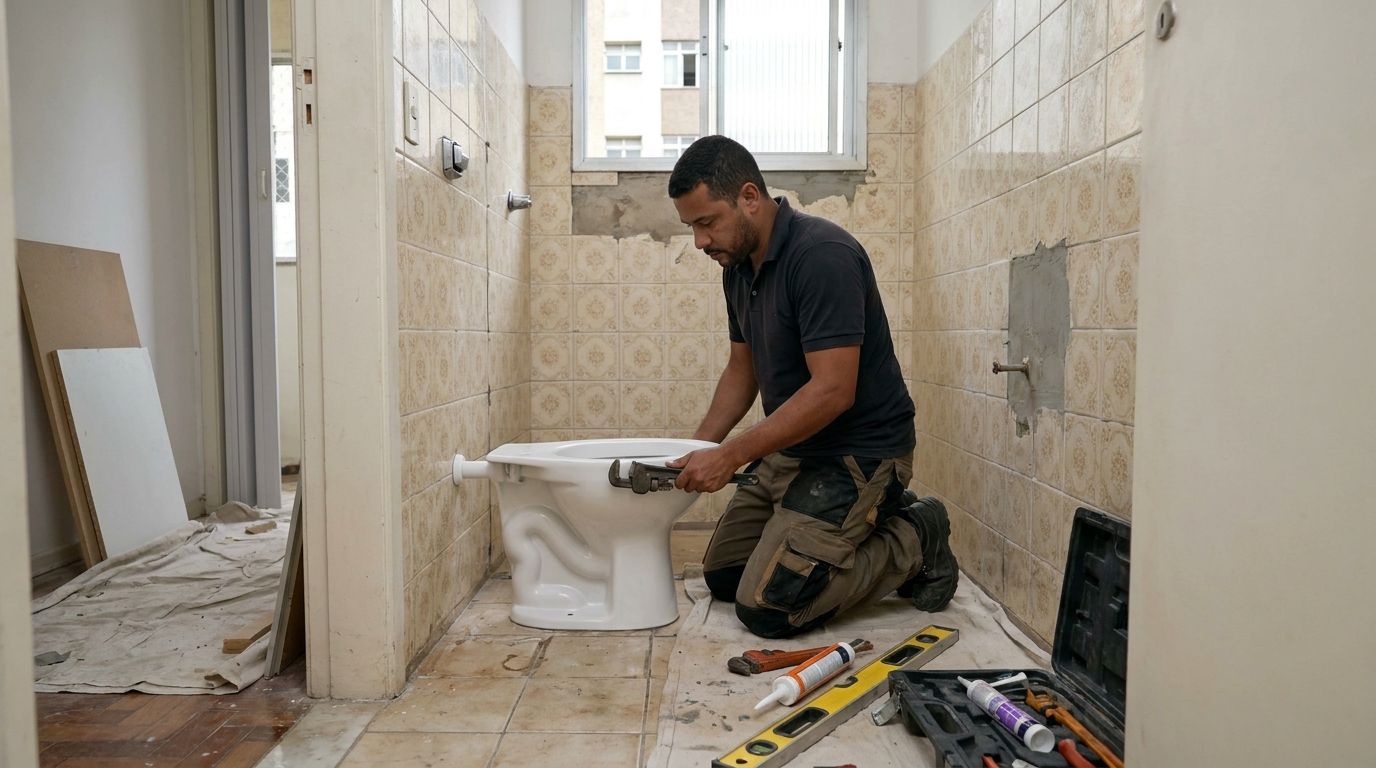 Instalação de vaso sanitário profissional em Chapecó‑SC